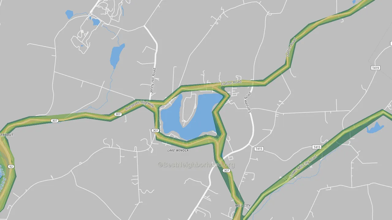 Lake Winola, PA Map of Noise Levels in Lake Winola