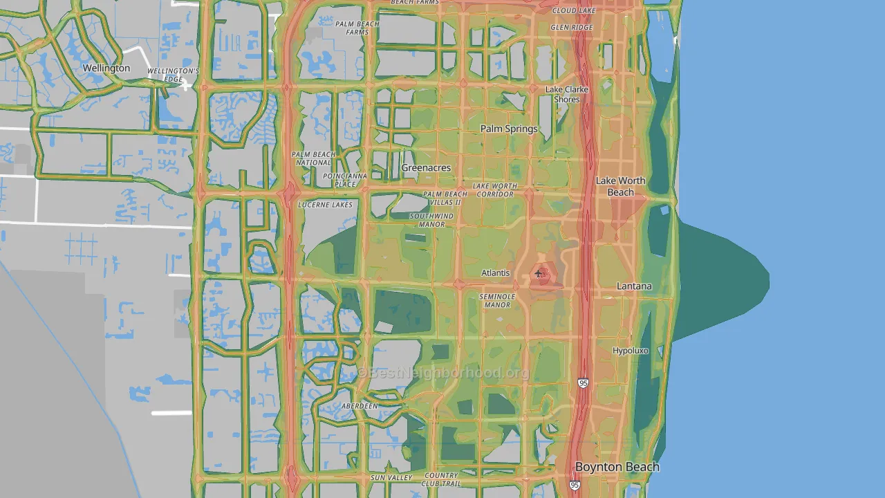 Lake Worth, FL Map of Noise Levels in Lake Worth