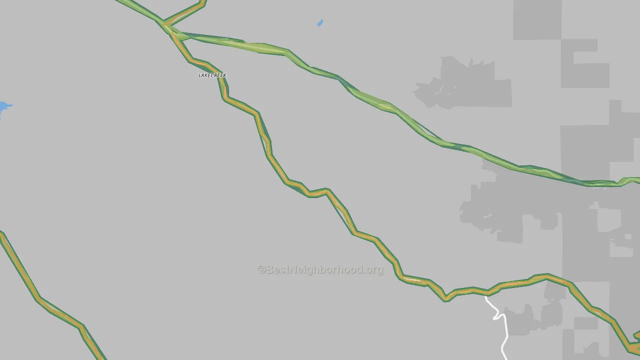 Lakecreek, OR Map of Noise Levels in Lakecreek