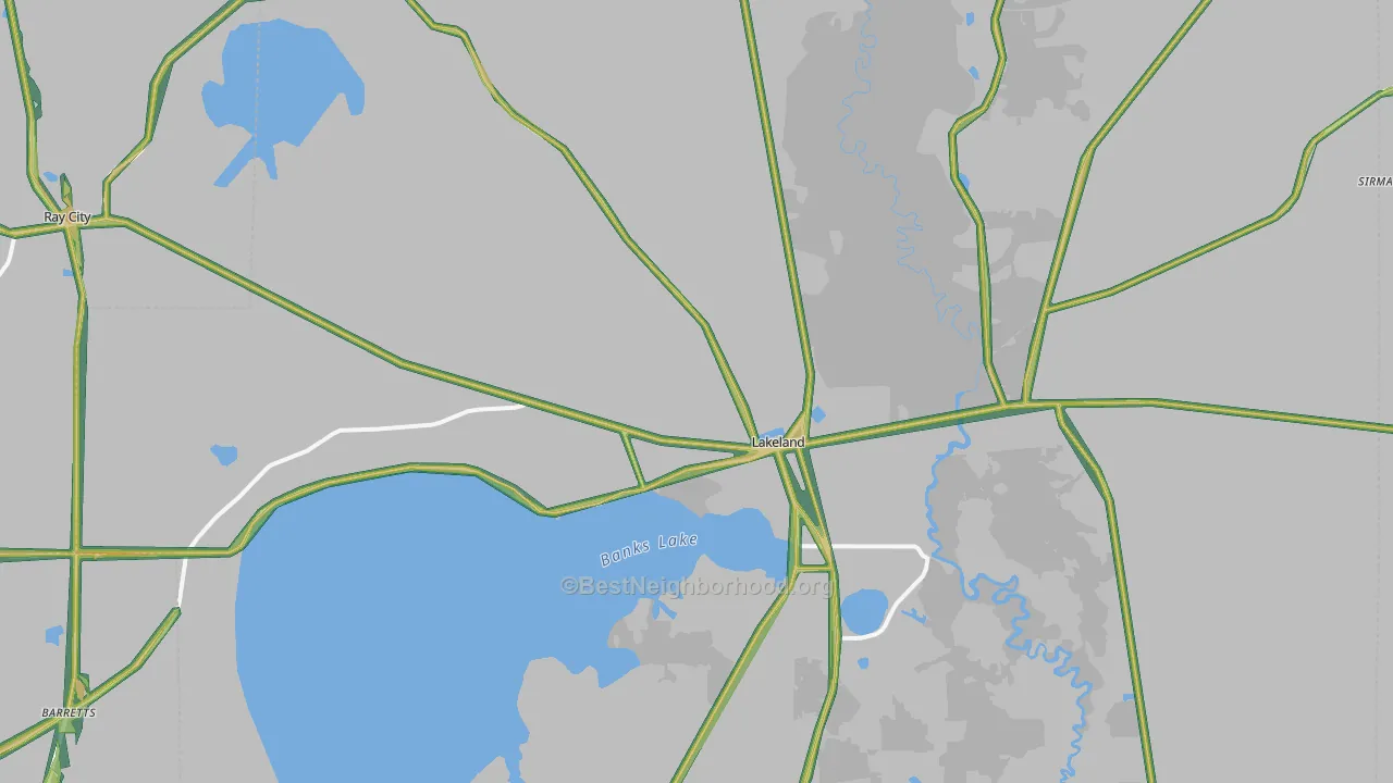 Lakeland, GA Map of Noise Levels in Lakeland