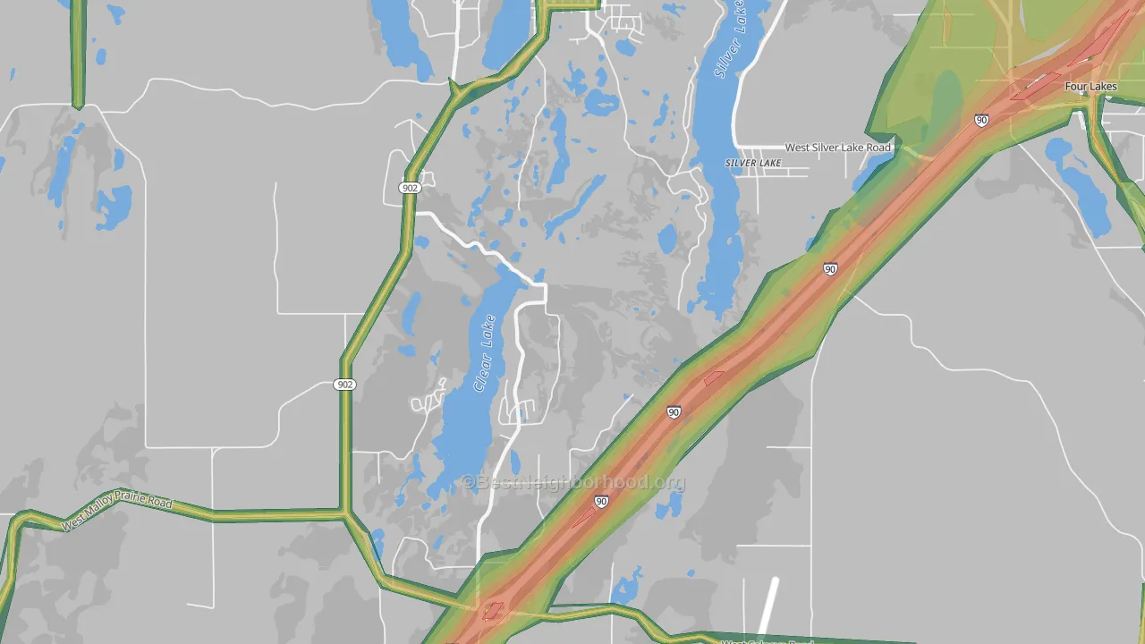 Lakeland Village, WA Map of Noise Levels in Lakeland Village