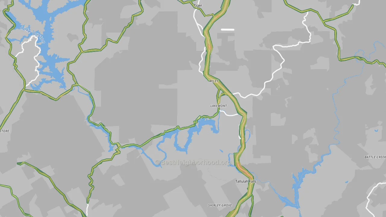 Lakemont, GA Map of Noise Levels in Lakemont