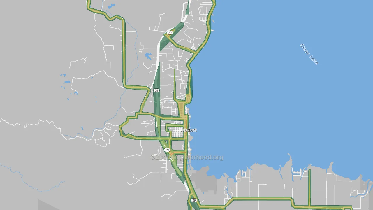 Lakeport, CA Map of Noise Levels in Lakeport