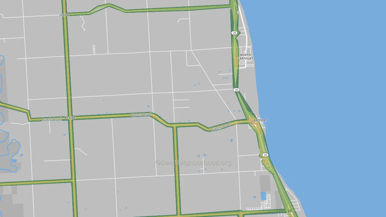 Lakeport, MI Map of Noise Levels in Lakeport
