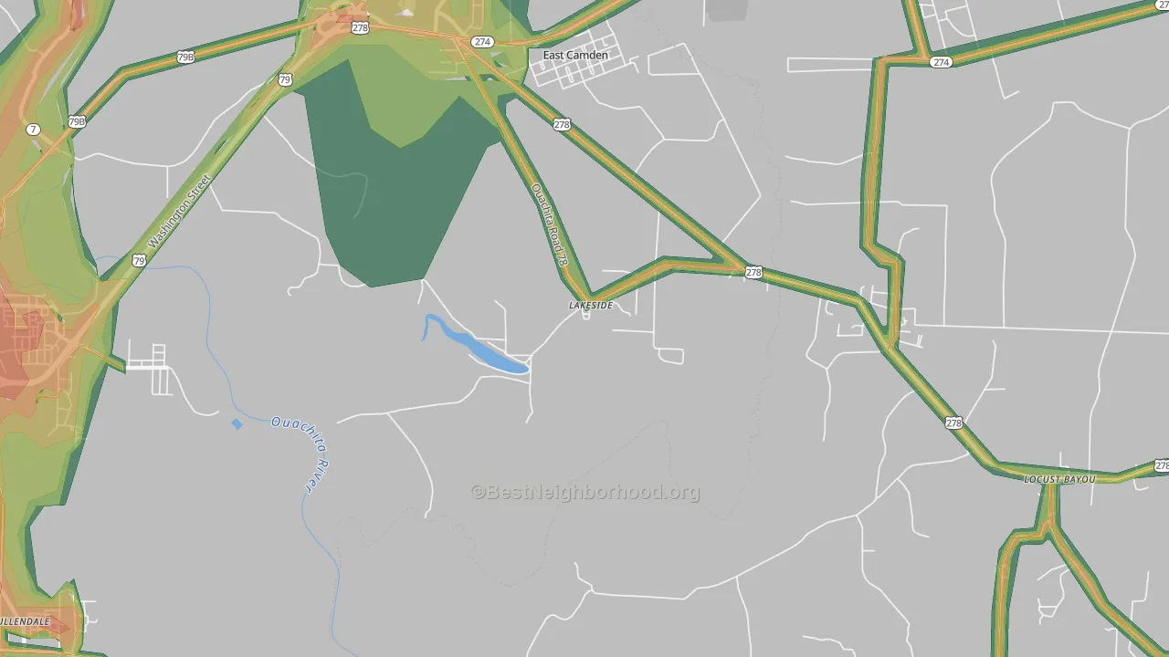 Lakeside, AR Map of Noise Levels in Lakeside