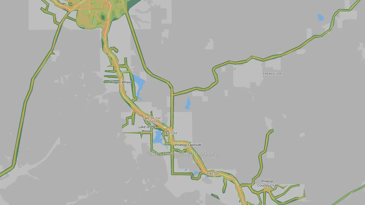 Lakeside, AZ Map of Noise Levels in Lakeside