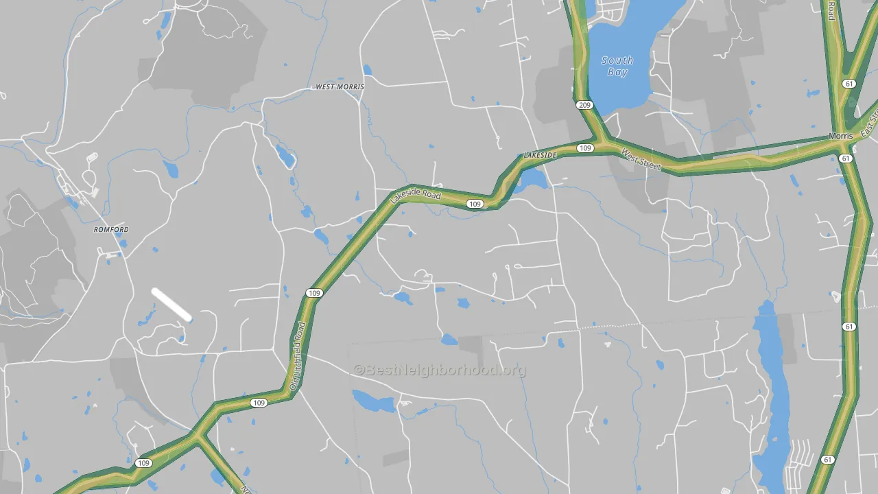 Lakeside, CT Map of Noise Levels in Lakeside