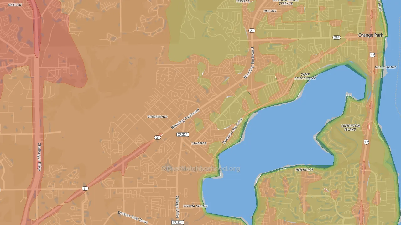 Lakeside, FL Map of Noise Levels in Lakeside