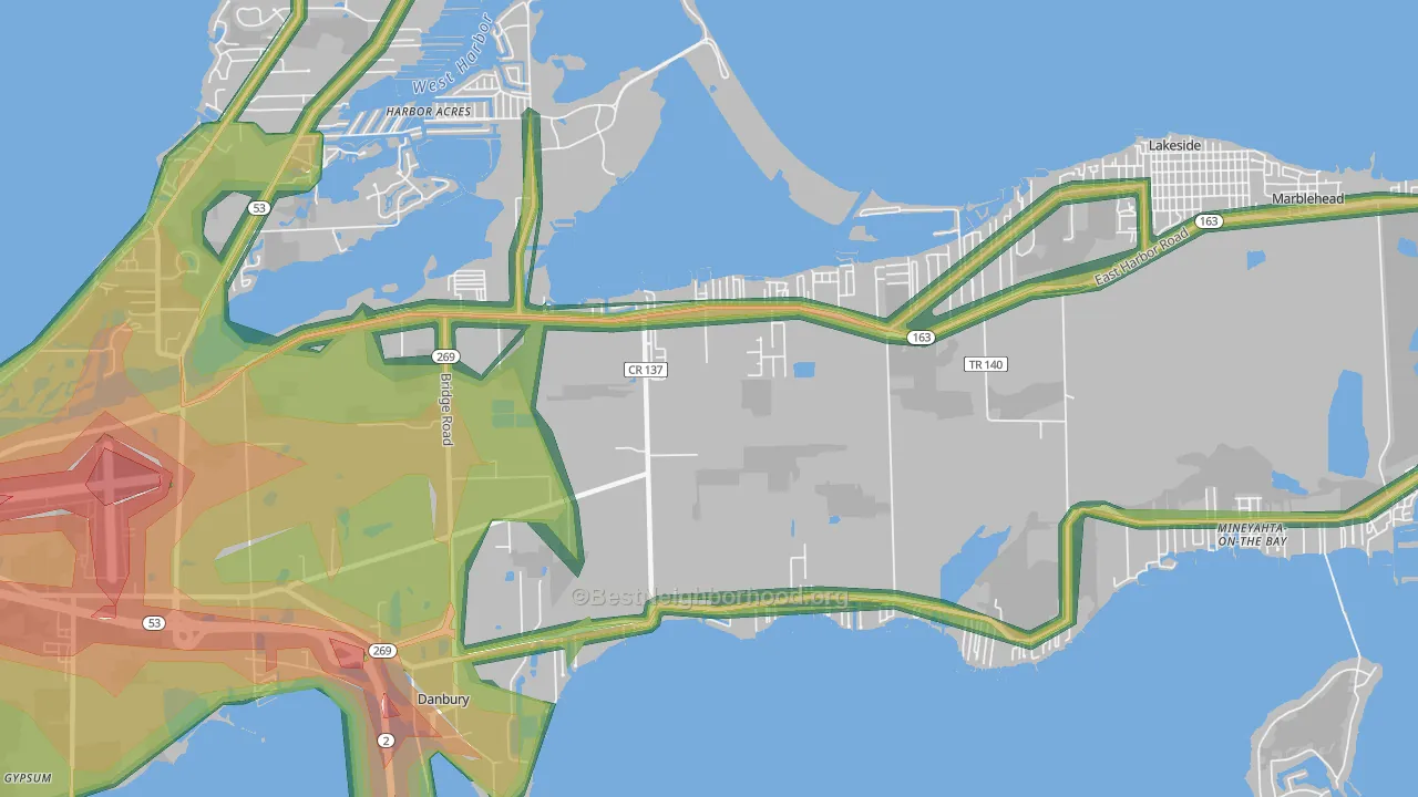 Lakeside-Marblehead, OH Map of Noise Levels in Lakeside-Marblehead