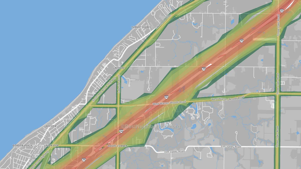 Lakeside, MI Map of Noise Levels in Lakeside