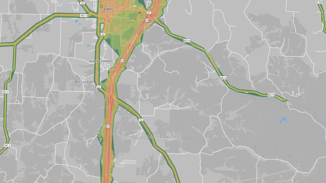 Lakeside, MO Map of Noise Levels in Lakeside