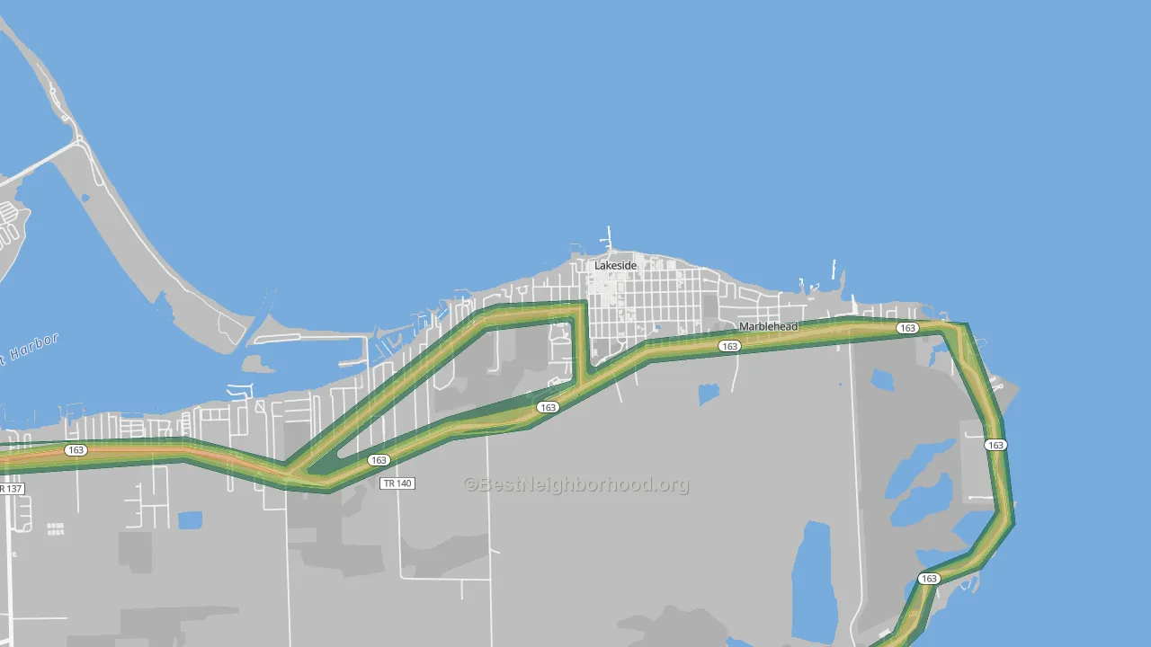 Lakeside, OH Map of Noise Levels in Lakeside