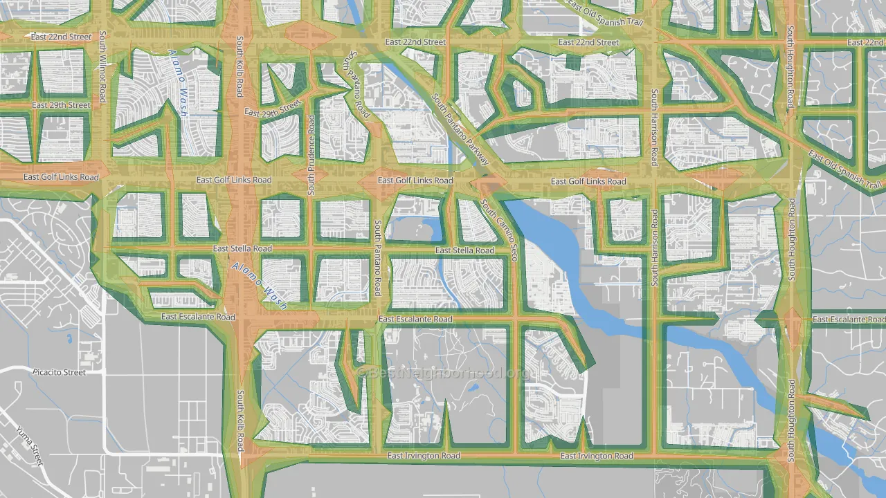 Lakeside Park, Tucson, AZ Map of Noise Levels in Lakeside Park