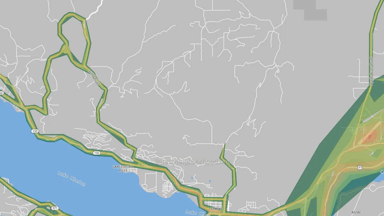Lakeside, WA Map of Noise Levels in Lakeside