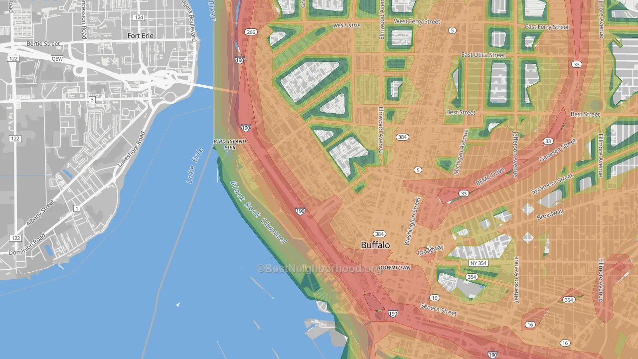 Lakeview, Buffalo, NY Map of Noise Levels in Lakeview