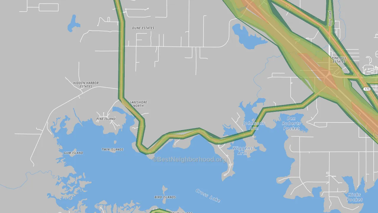 Lakeview, LA Map of Noise Levels in Lakeview