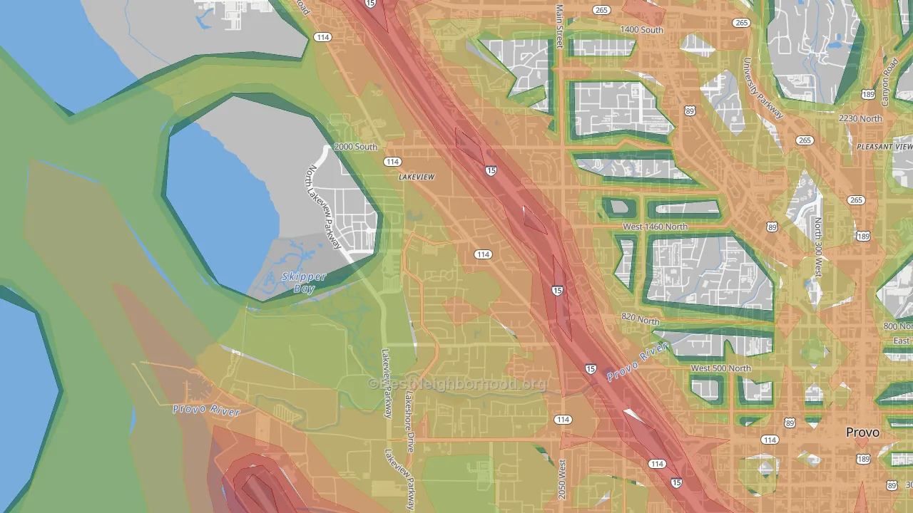 Lakeview North, Provo, UT Map of Noise Levels in Lakeview North
