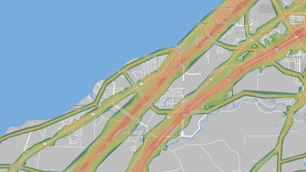 Lakeview, NY Map of Noise Levels in Lakeview