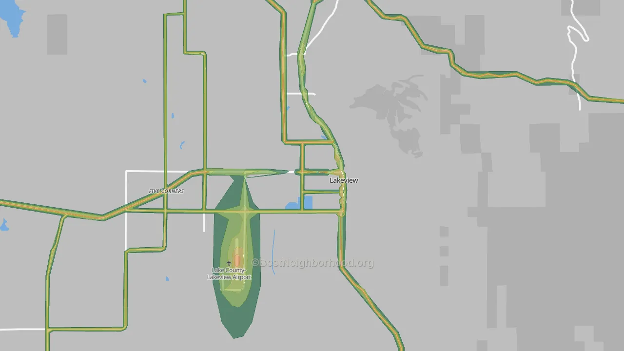 Lakeview, OR Map of Noise Levels in Lakeview