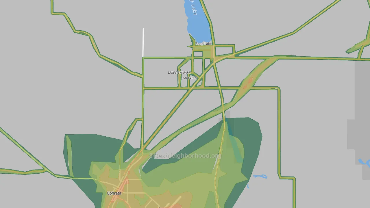 Lakeview Park, WA Map of Noise Levels in Lakeview Park