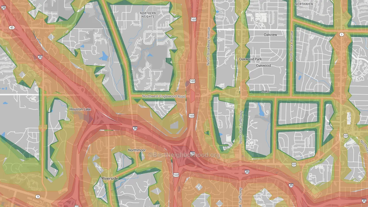 Lakeview Terrace, Kansas City, MO Map of Noise Levels in Lakeview Terrace