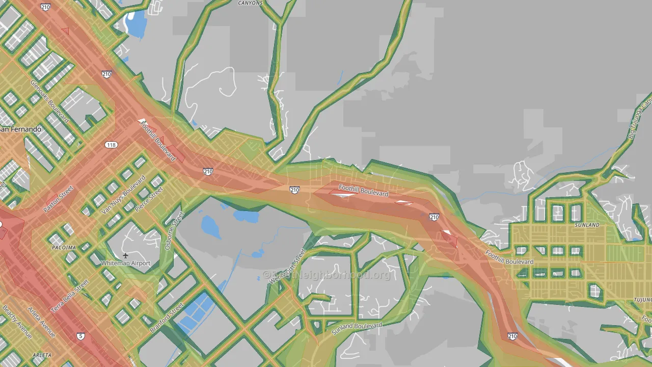 Lakeview Terrace, Sylmar, CA Map of Noise Levels in Lakeview Terrace