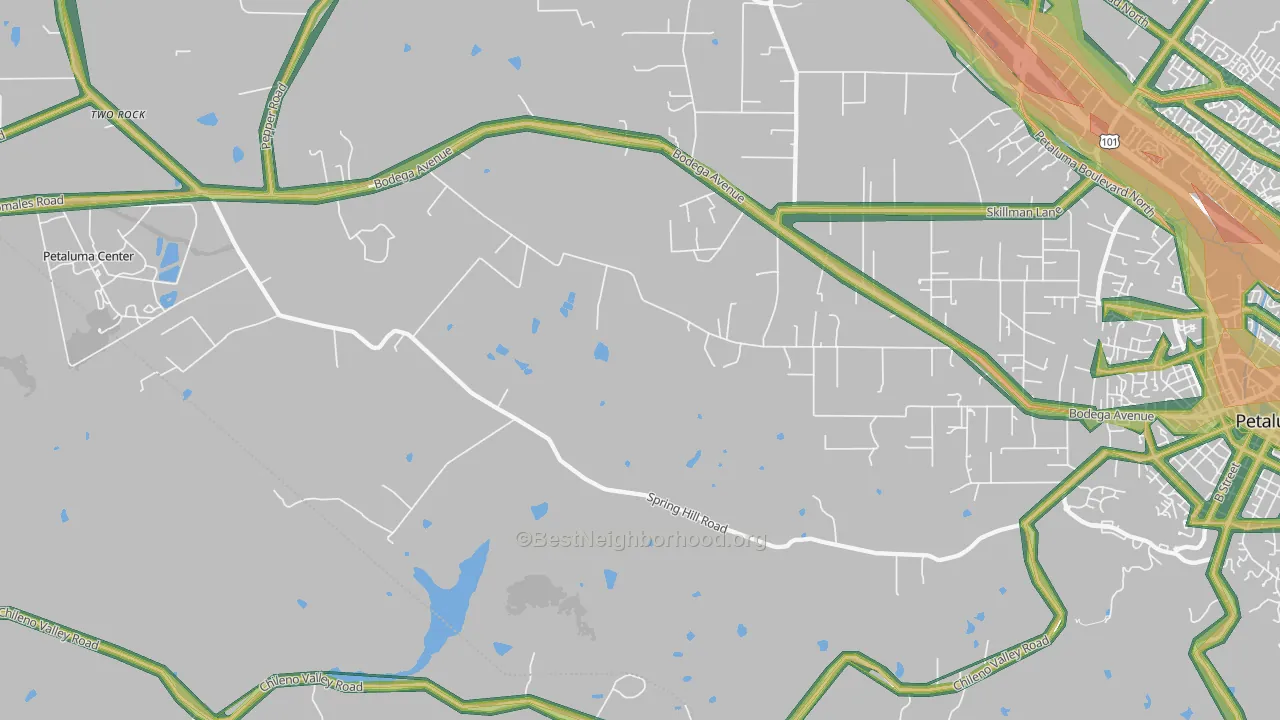 Lakeville, CA Map of Noise Levels in Lakeville