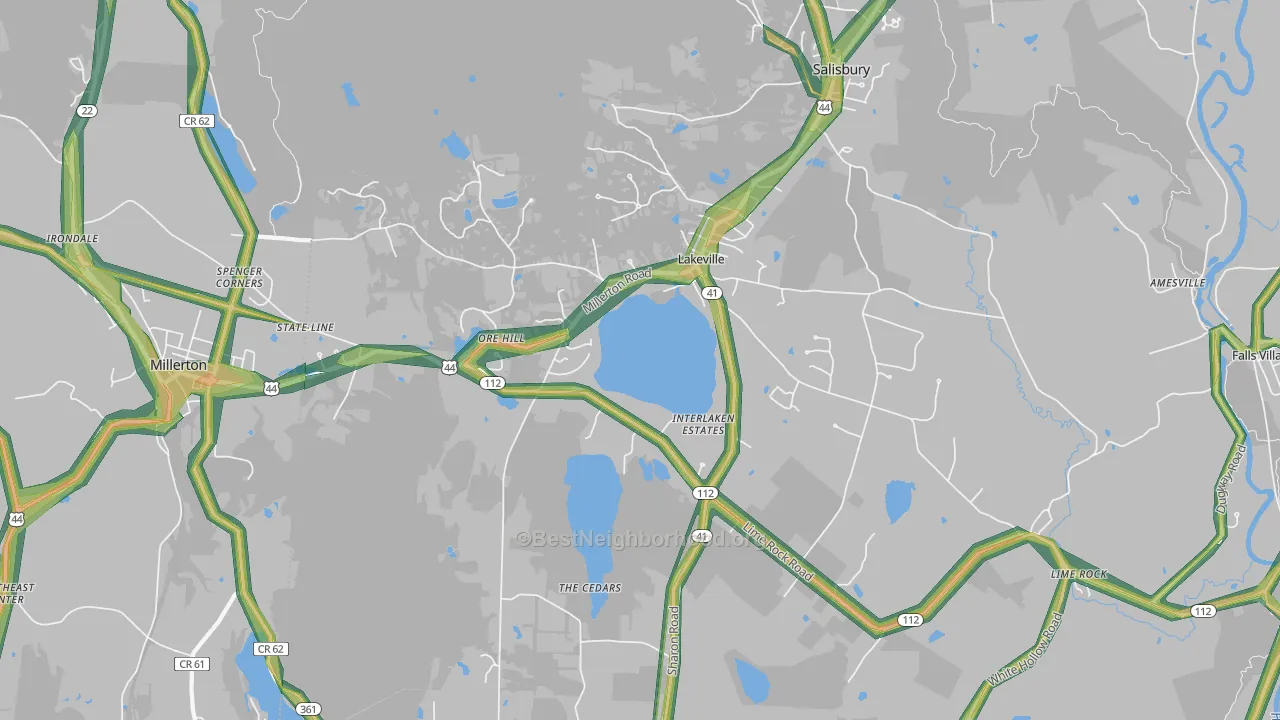 Lakeville, CT Map of Noise Levels in Lakeville