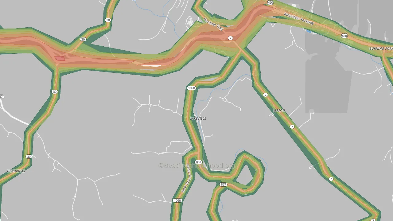 Lakeville, KY Map of Noise Levels in Lakeville