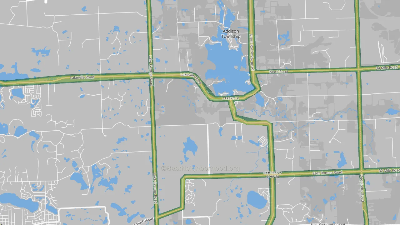 Lakeville, MI Map of Noise Levels in Lakeville