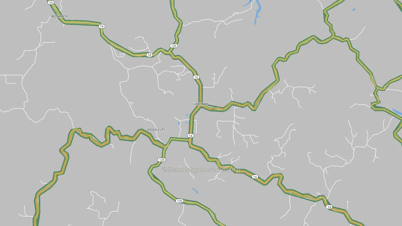 Lakeway, AR Map of Noise Levels in Lakeway