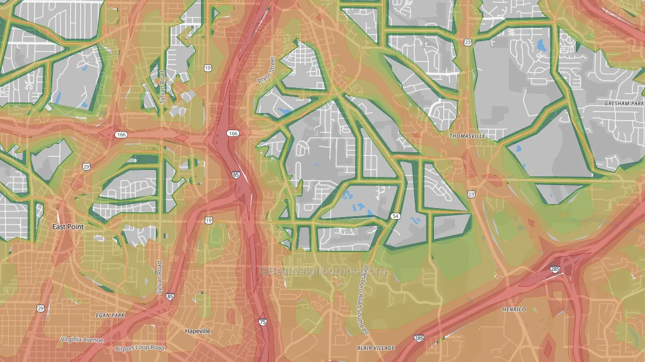 Lakewood Heights, Atlanta, GA Map of Noise Levels in Lakewood Heights