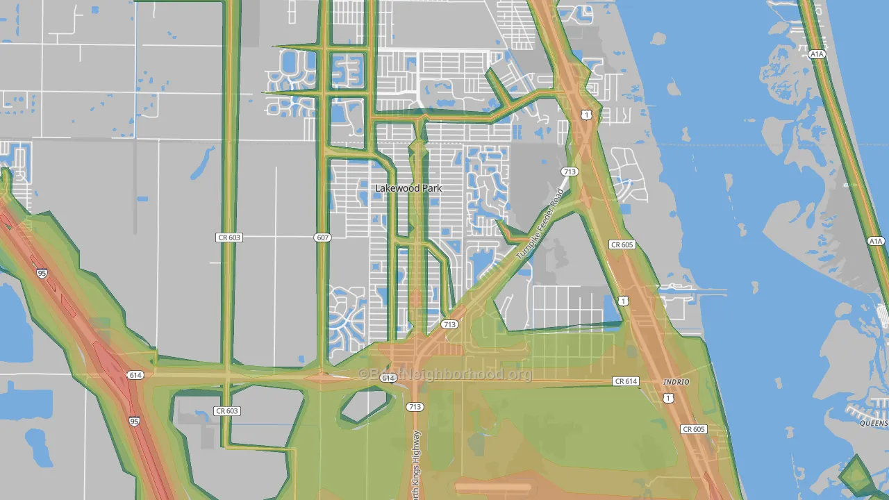 Lakewood Park, FL Map of Noise Levels in Lakewood Park