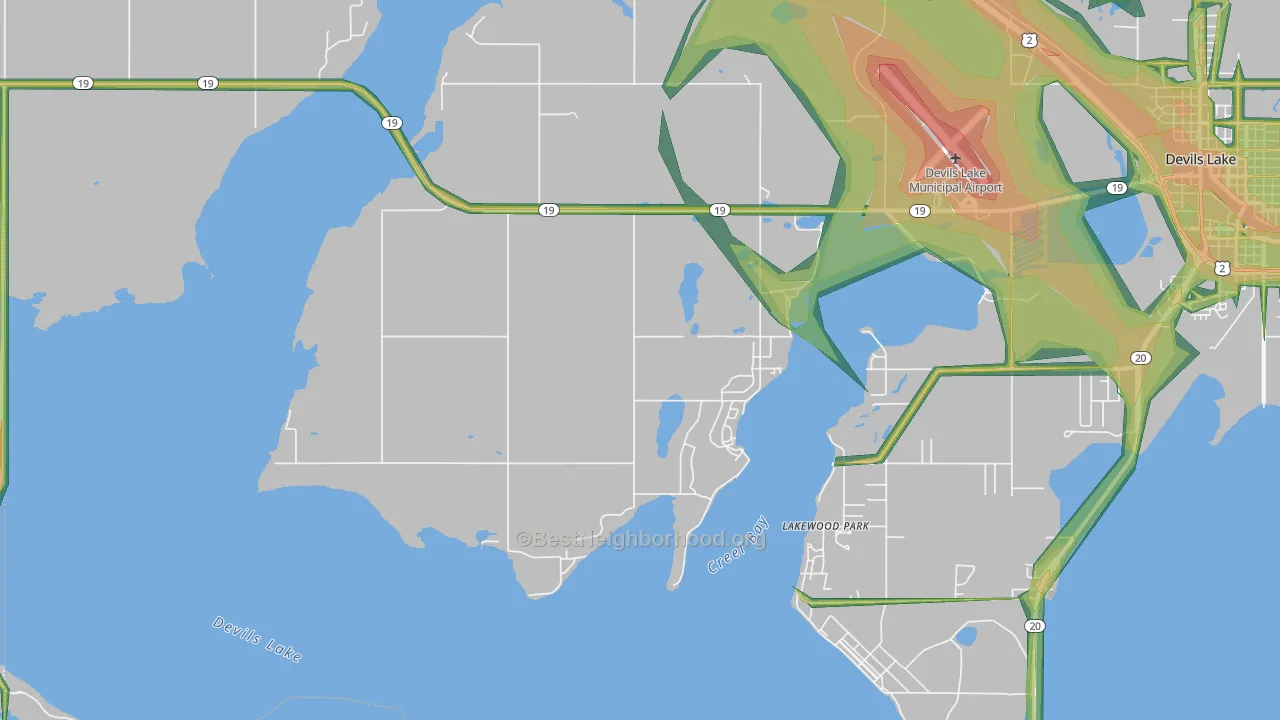 Lakewood Park, ND Map of Noise Levels in Lakewood Park