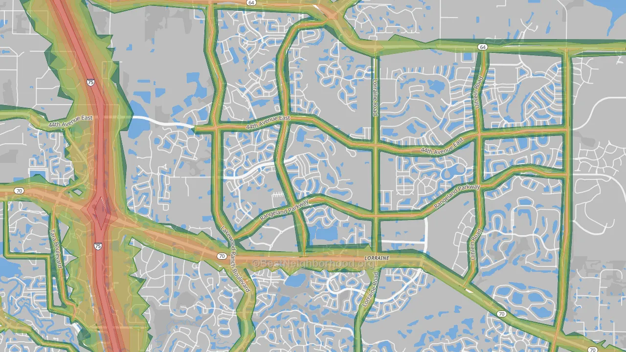 Lakewood Ranch, Bradenton, FL Map of Noise Levels in Lakewood Ranch