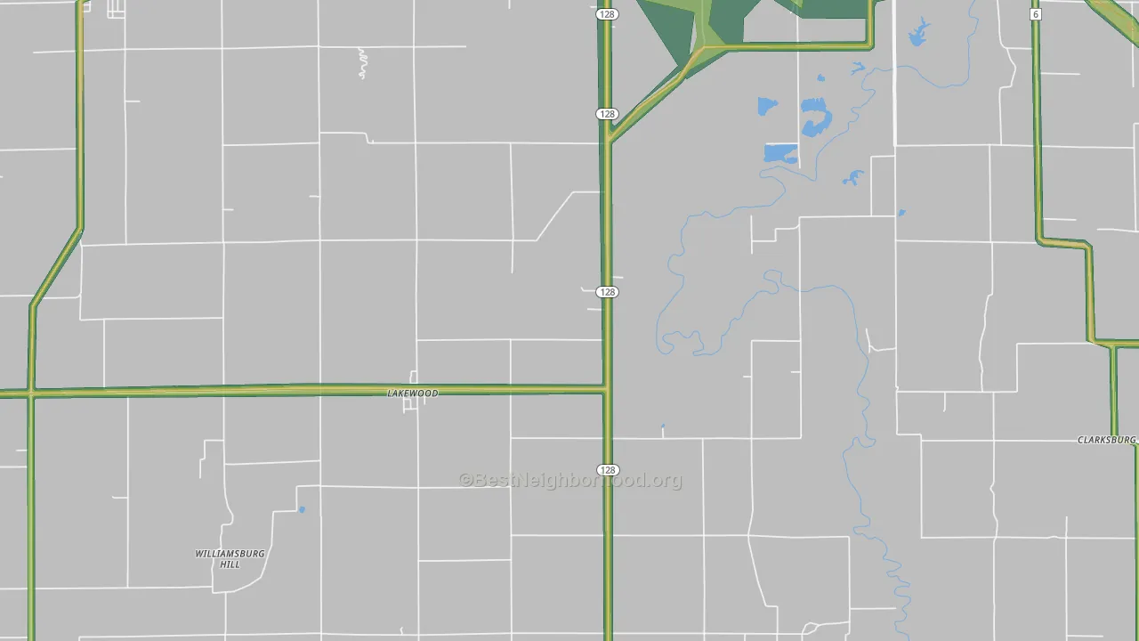 Lakewood Township, IL Map of Noise Levels in Lakewood Township