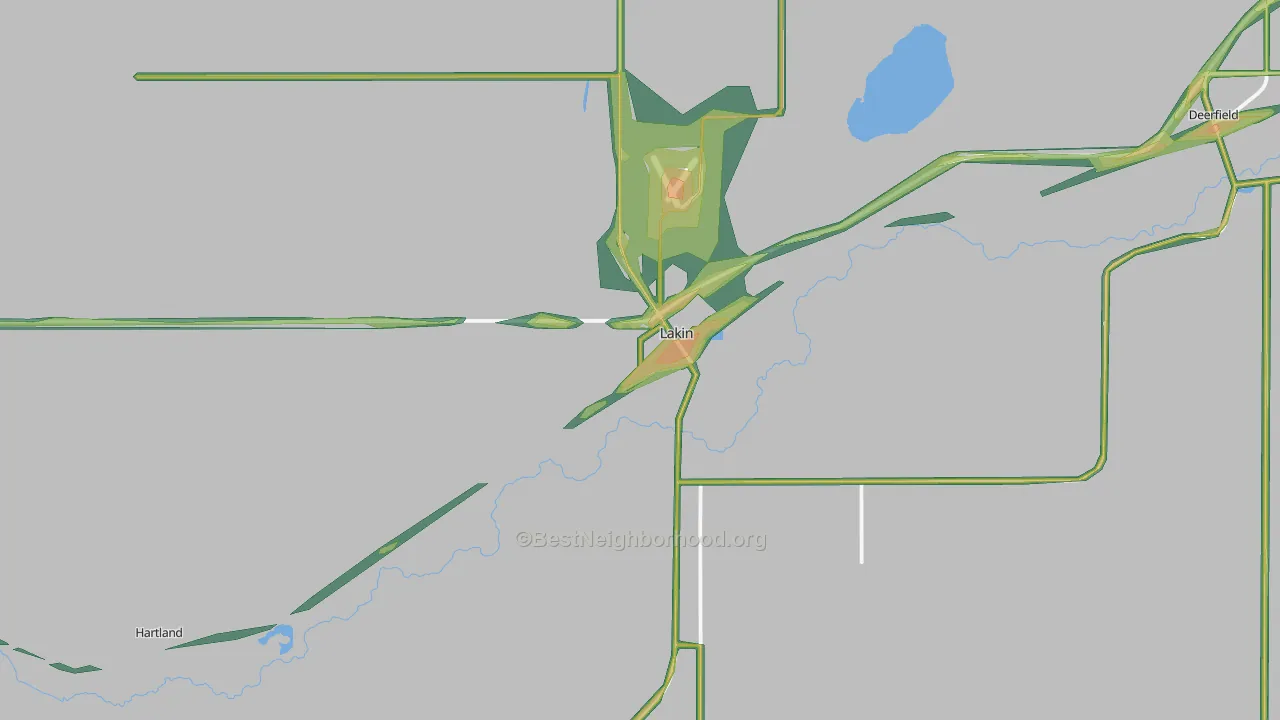 Lakin, KS Map of Noise Levels in Lakin