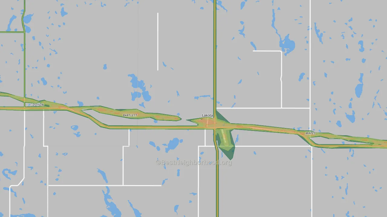 Lakota, ND Map of Noise Levels in Lakota