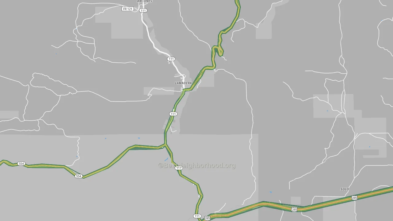 Lamadera, NM Map of Noise Levels in Lamadera