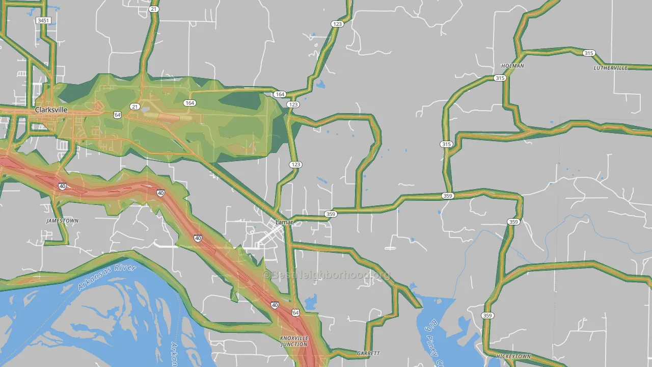 Lamar, AR Map of Noise Levels in Lamar