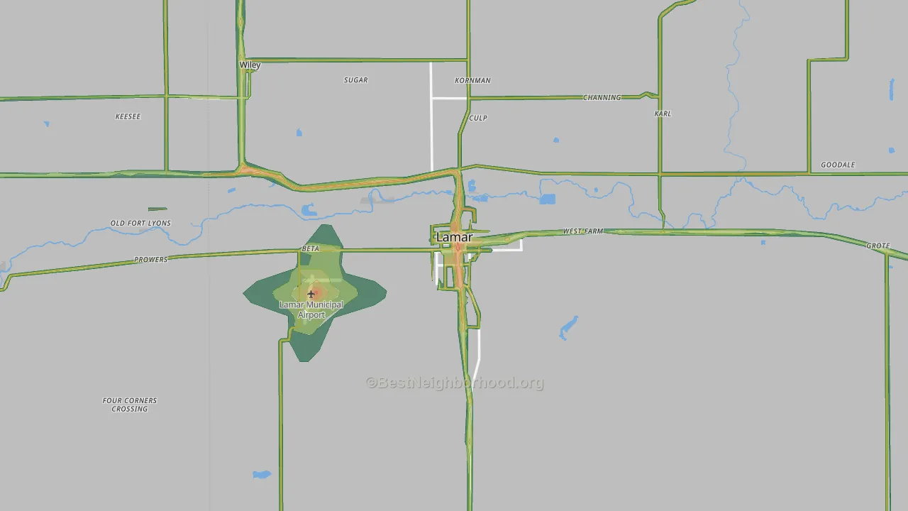 Lamar, CO Map of Noise Levels in Lamar