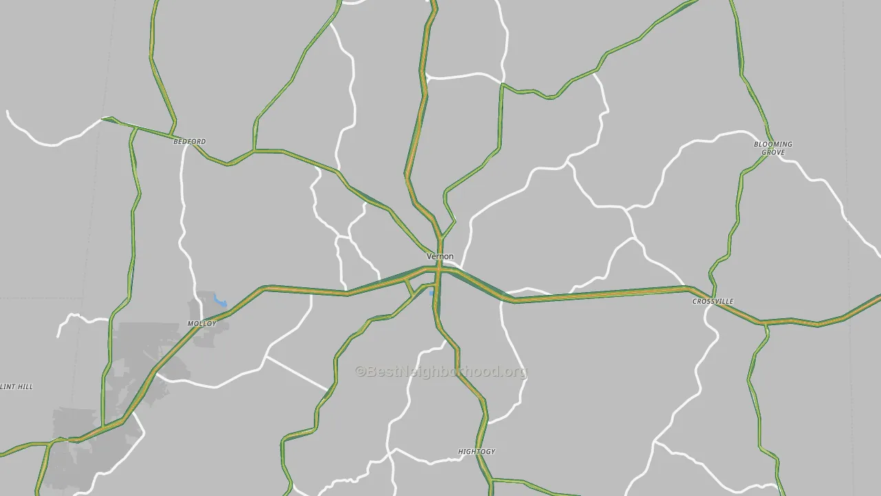 Lamar County, AL Map of Noise Levels in Lamar County