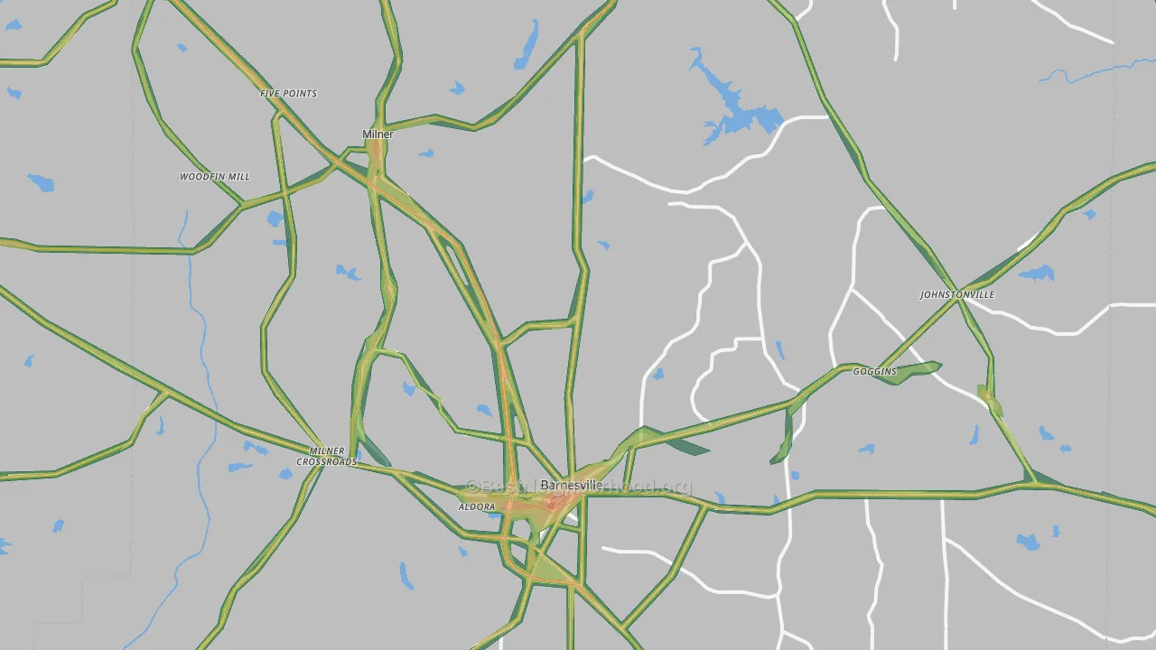 Lamar County, GA Map of Noise Levels in Lamar County