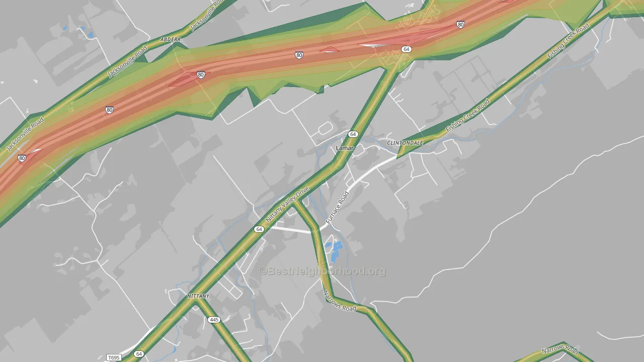 Lamar, PA Map of Noise Levels in Lamar