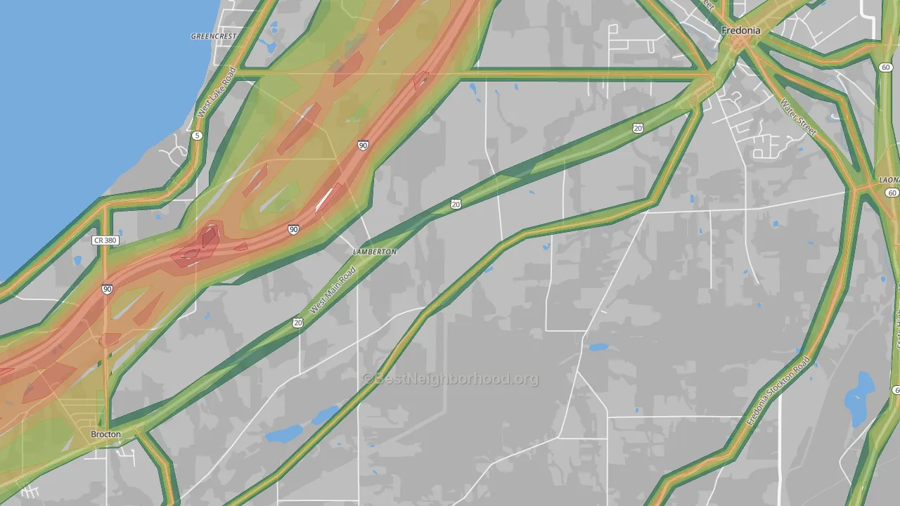 Lamberton, NY Map of Noise Levels in Lamberton