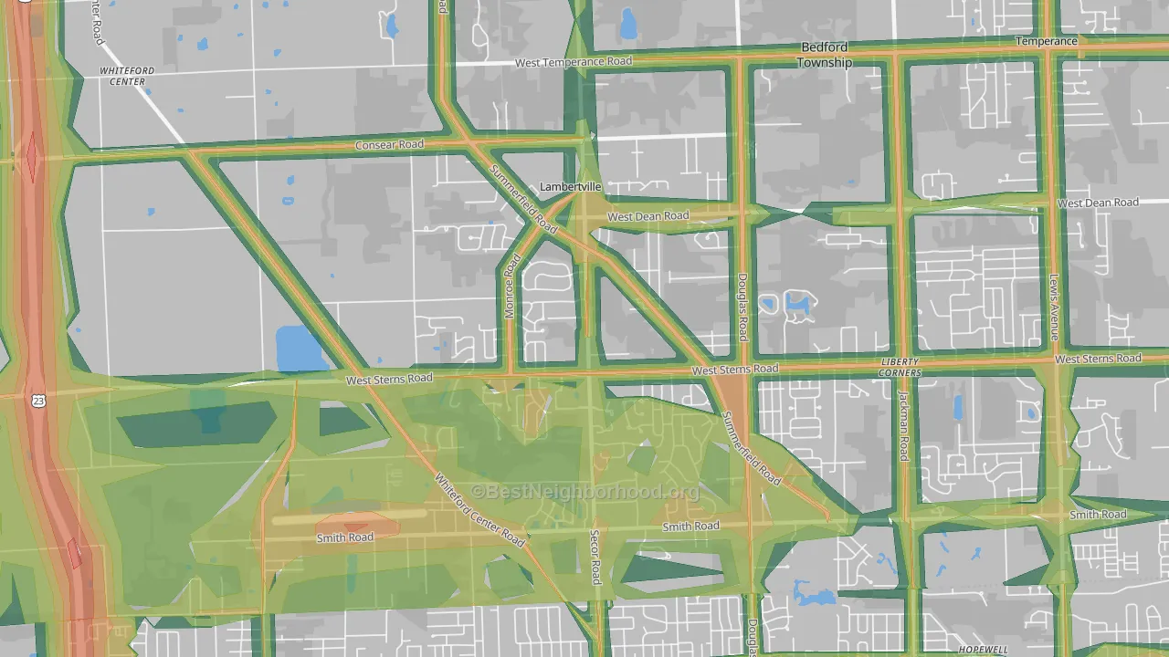Lambertville, MI Map of Noise Levels in Lambertville