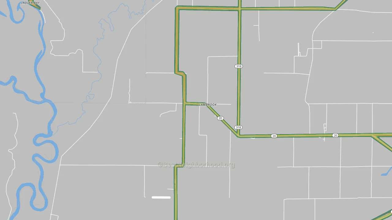 Lambrook, AR Map of Noise Levels in Lambrook
