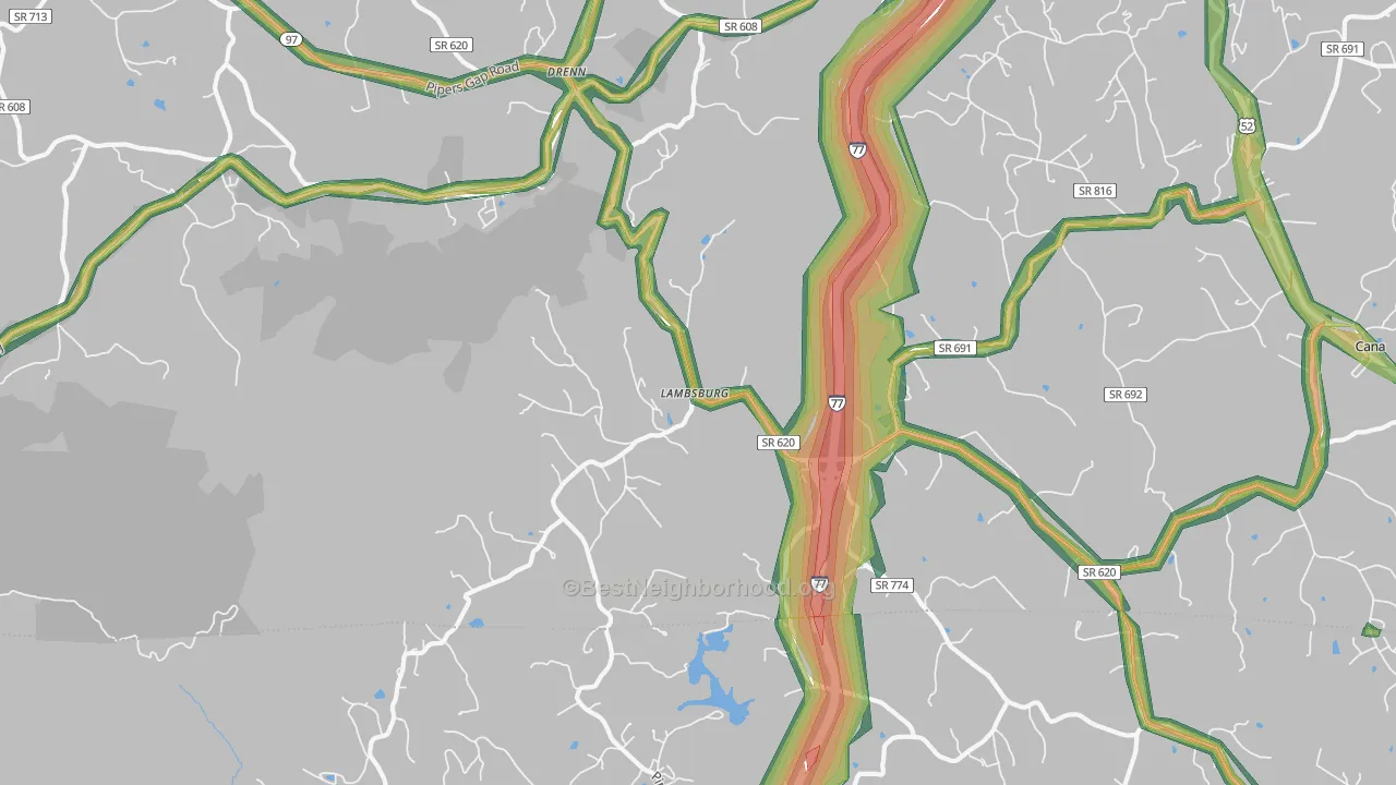 Lambsburg, VA Map of Noise Levels in Lambsburg