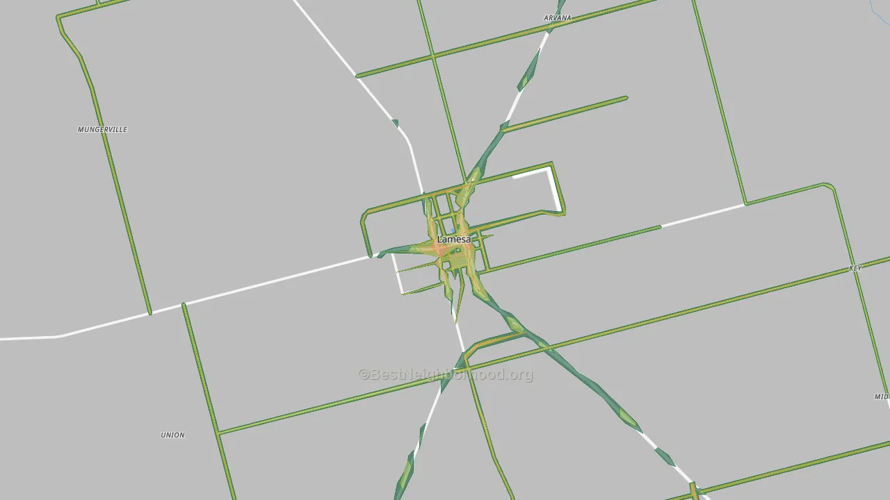 Lamesa, TX Map of Noise Levels in Lamesa
