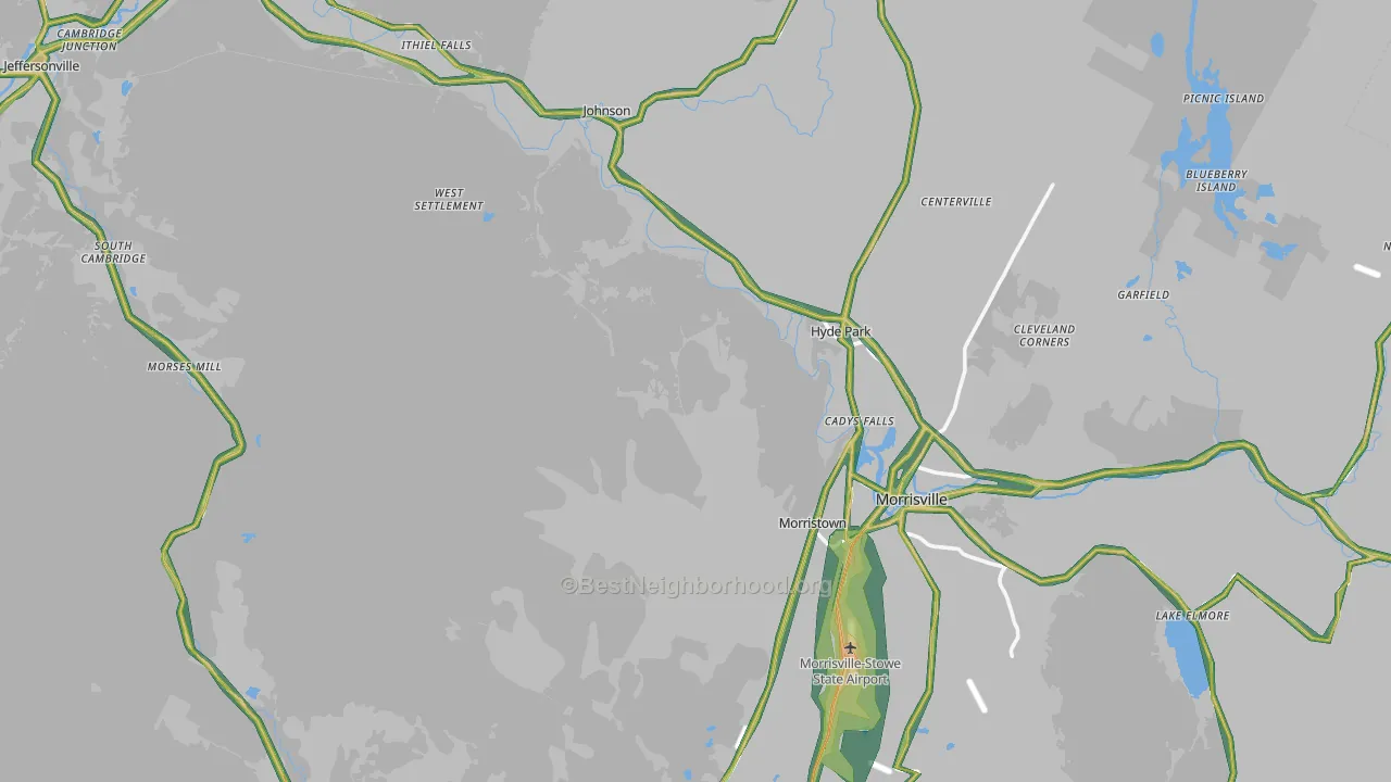 Lamoille County, VT Map of Noise Levels in Lamoille County